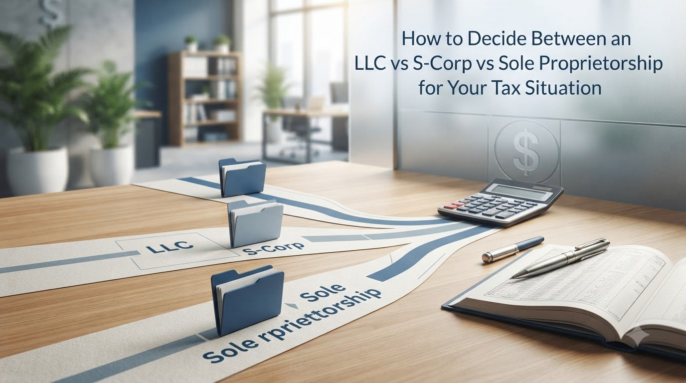 How to Decide Between an LLC vs S-Corp vs Sole Proprietorship for Your Tax Situation