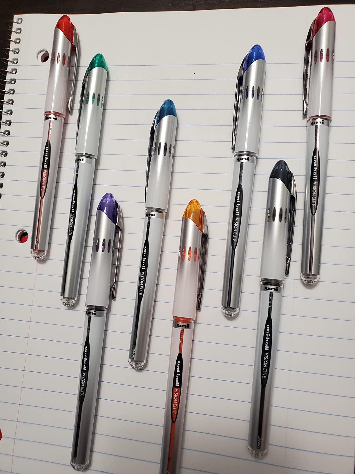 uniball Vision Elite Liquid Ink Rollerball Pens, Bold Point, 0.8 mm, Black Barrel, Assorted Ink Colors, Pack Of 8 customer photo 2