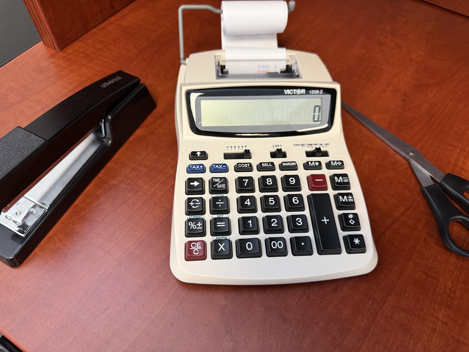 Victor Printing Calculator, 1208-2 Compact and Reliable Adding Machine with 12 Digit LCD Display, Battery or AC Powered, Includes Adapter, White customer photo 2