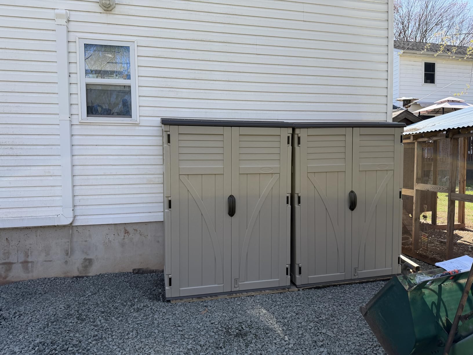Suncast Outdoor Storage Shed, Water Resistant Resin Vertical Outdoor Storage Cabinet for Patio, Garden Tools, Cushions, & Equipment, Weatherproof Multi-Wall Design, 54 cu. ft., Made in USA customer photo 2