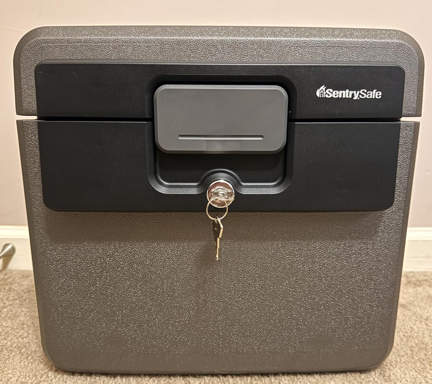 SentrySafe Black Fireproof and Waterproof Safe, File Folder and Document Box with Key Lock, 14.3 x 15.5 x 13.5 inches, HD4100 | UL Classified Fire and Water Resistant 0.65 Cu Ft File Box, Key Lock Protection, Organizes Hanging Folders, Documents customer photo 2