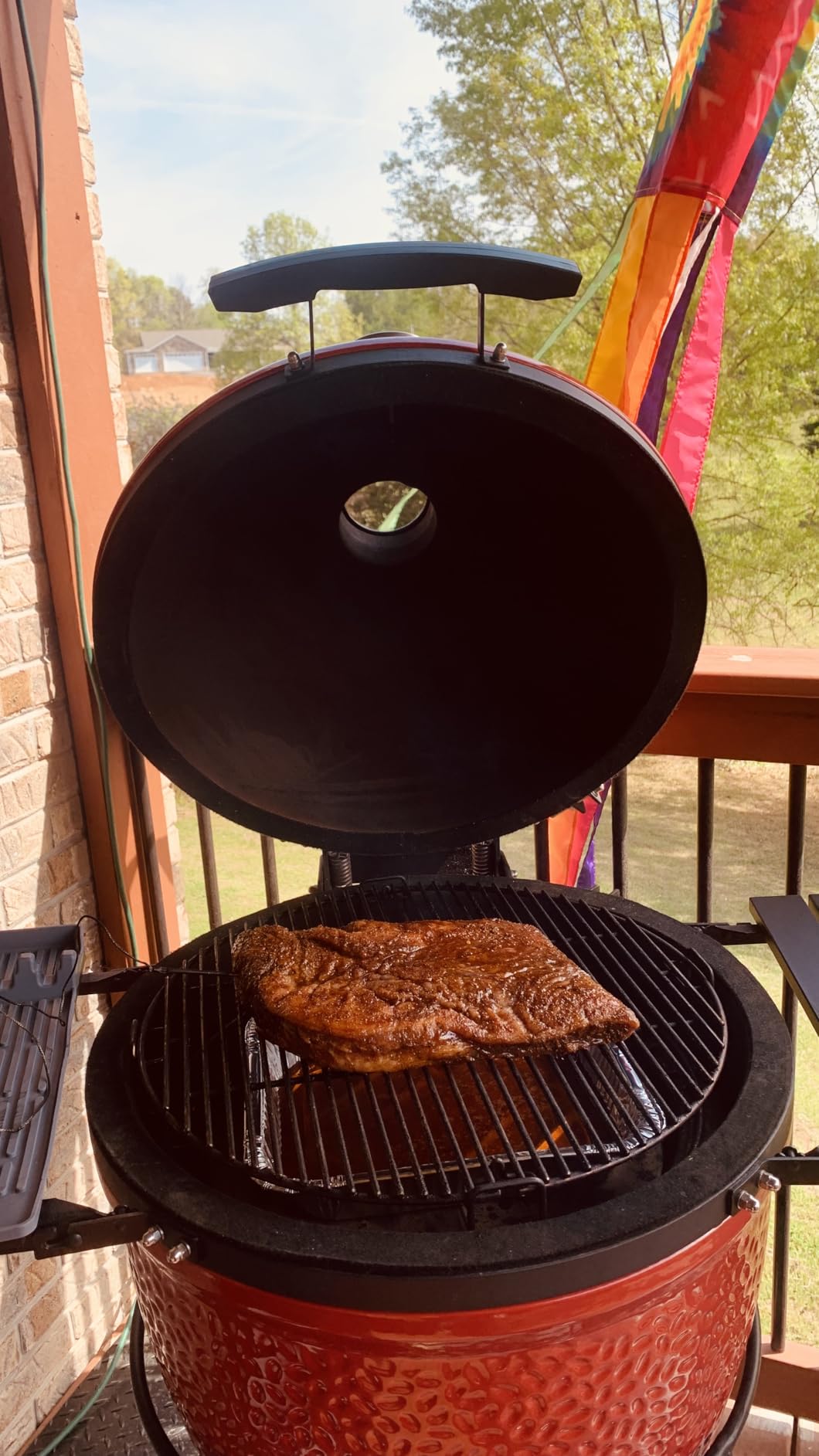 Kamado Joe Classic Joe I Premium 18-inch Ceramic Charcoal Grill and Smoker in Red with Cart, Side Shelves, Grill Gripper, and Ash Tool, Model KJ23RH customer photo 2