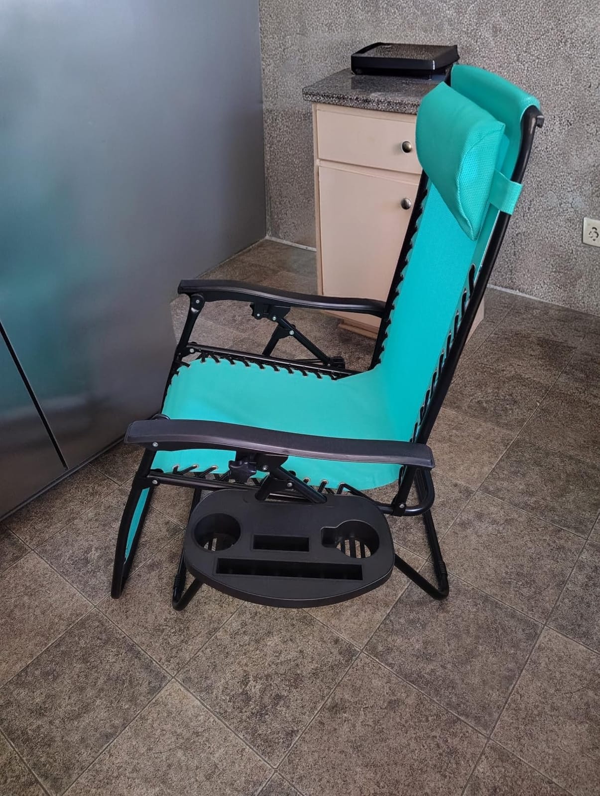 Best Choice Products Set of 2 Adjustable Steel Mesh Zero Gravity Lounge Chair Recliners w/Pillows and Cup Holder Trays - Beige customer photo 2