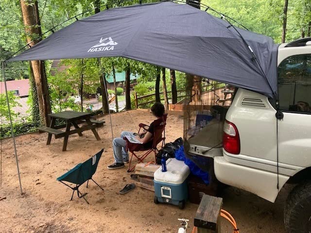 Hasika Waterproof SUV Tailgate Tent and Car Awning, Universal Fit for SUVs Vans RV Trailer, 76 sq ft Shade customer photo 1