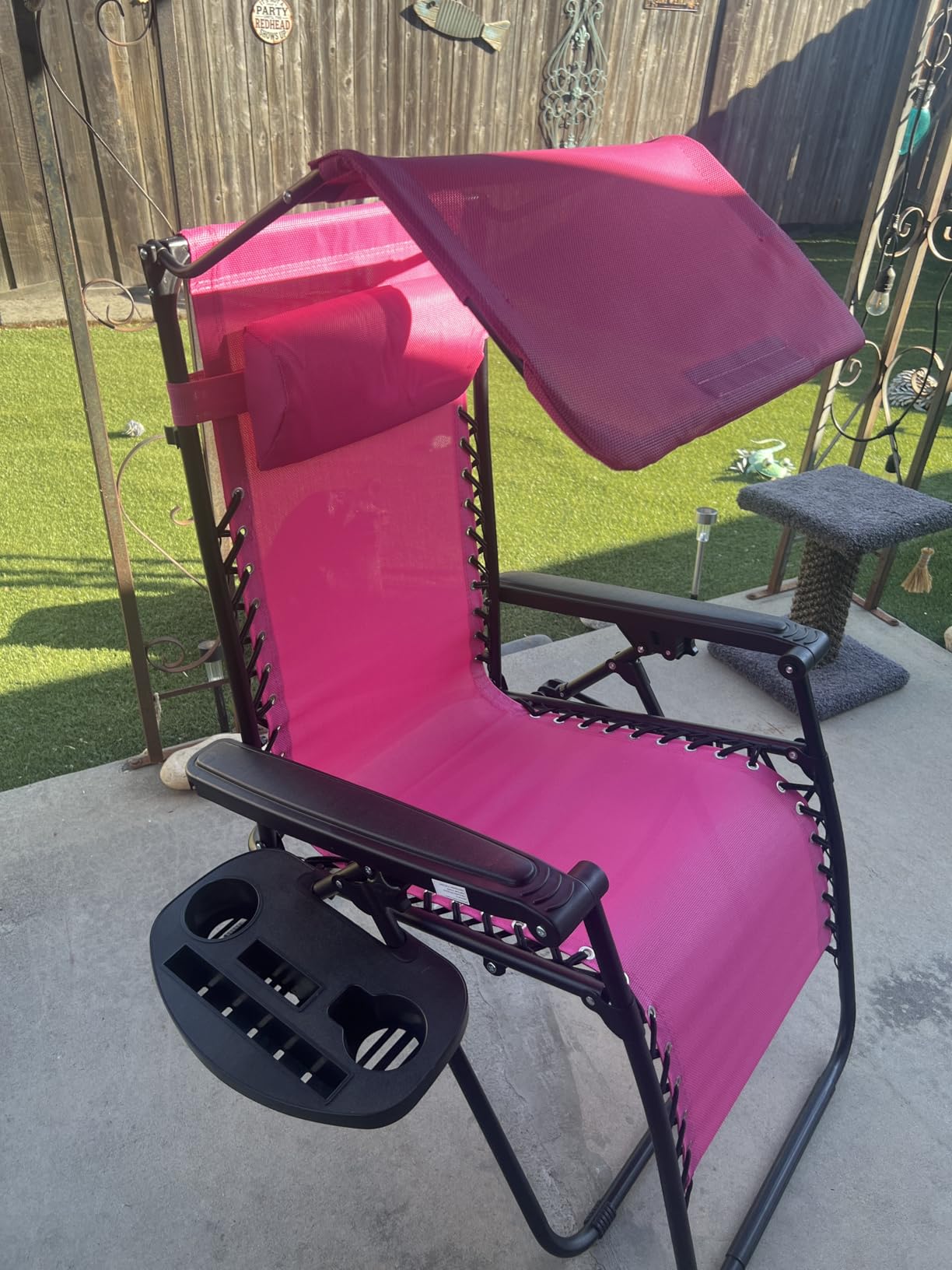 Best Choice Products Folding Zero Gravity Outdoor Recliner Patio Lounge Chair w/Adjustable Canopy Shade, Headrest, Side Accessory Tray, Textilene Mesh - Beige customer photo 1