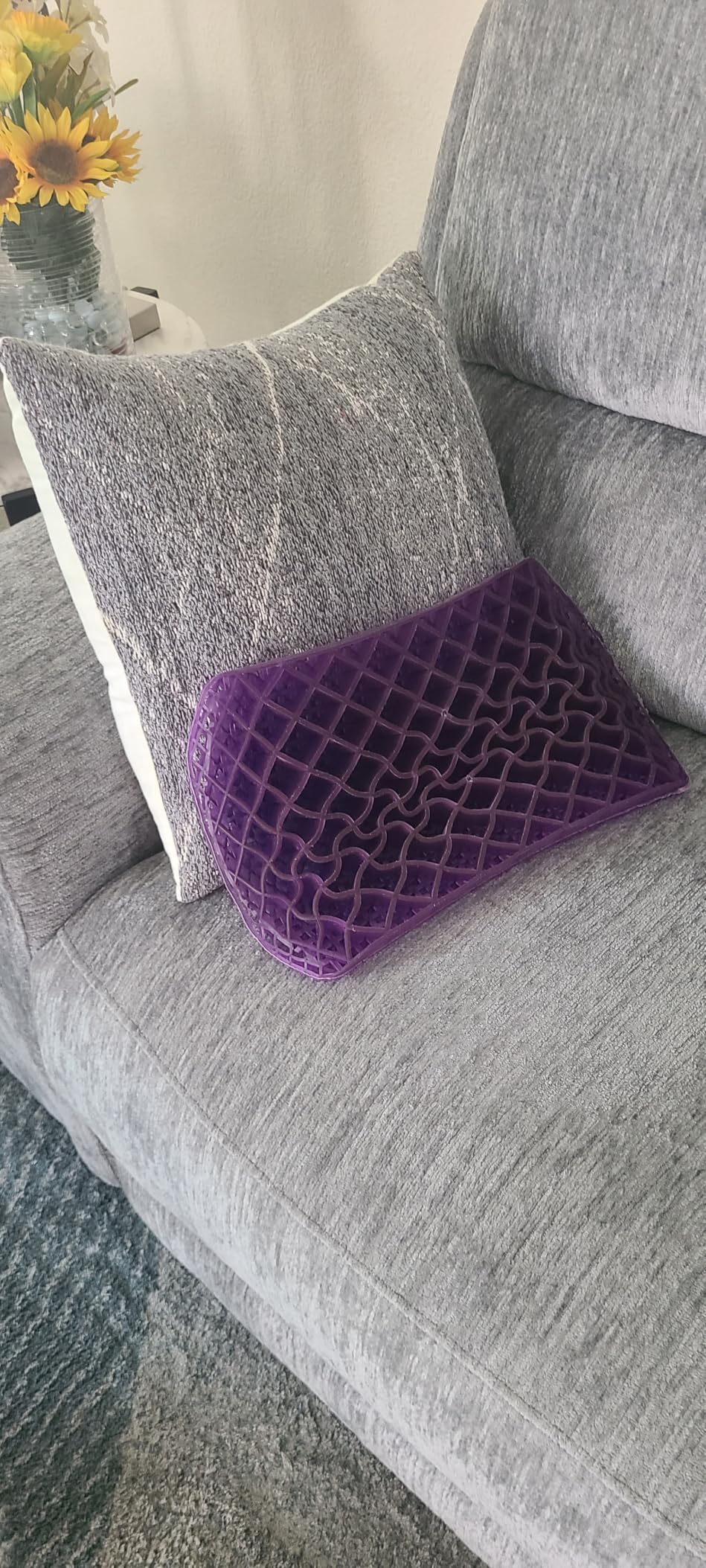 Purple Back Cushion, Lumbar Support Pillow for Office Chair, Car Seat | GelFlex Grid Molded to Your Lower Back, Adjustable Strap - Pressure-Reducing, Temperature-Neutral - Made in USA customer photo 2