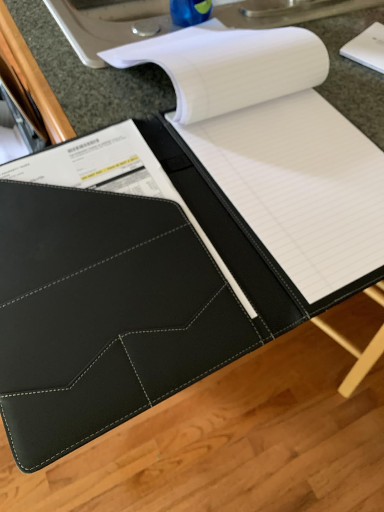 STYLIO Padfolio Portfolio Organizer Binder | Interview Resume Folder, Legal Document, Business Card Holder |w/Letter-Sized Notepad | Handsome Piano Noir Faux Leather Folio Matte Finish, Accent Stitch customer photo 1