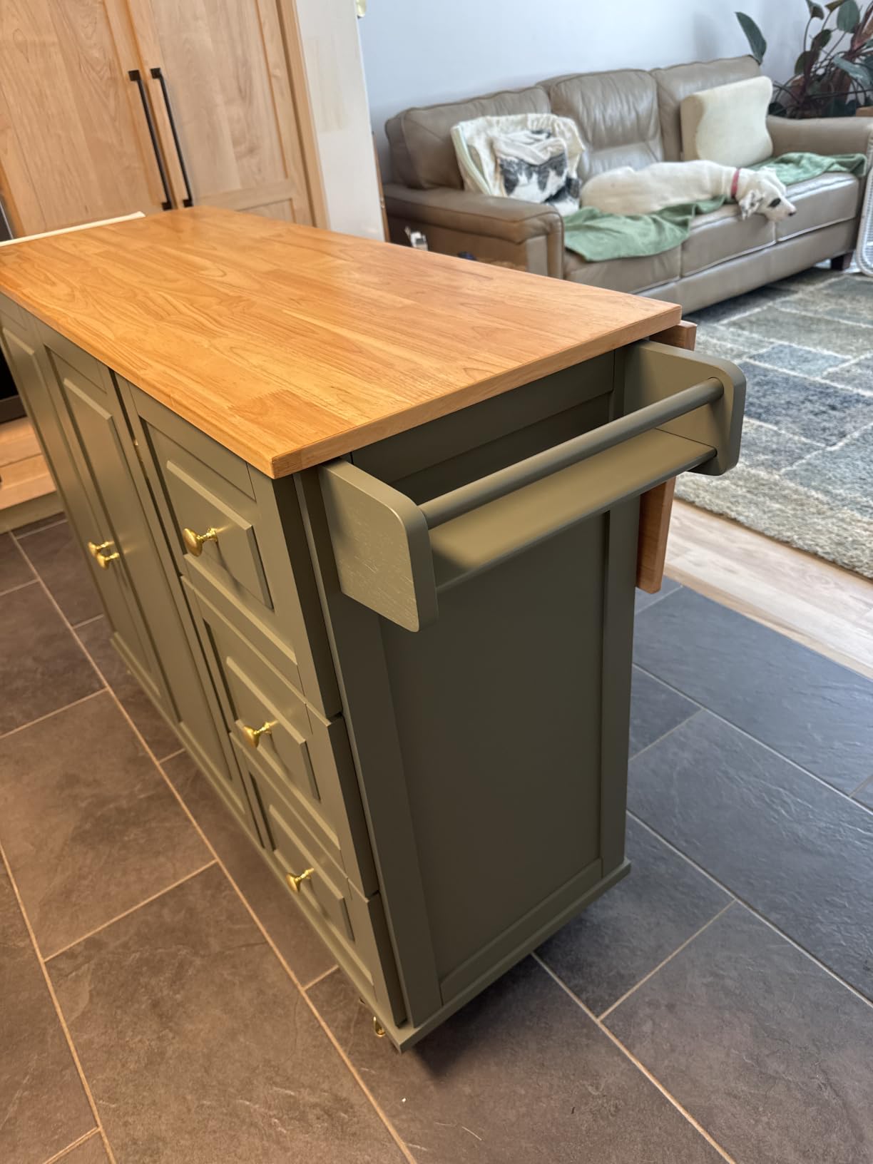 Homestyles Dolly Madison Off-White Mobile Kitchen Island Cart with Wood Drop Leaf Breakfast Bar customer photo 2