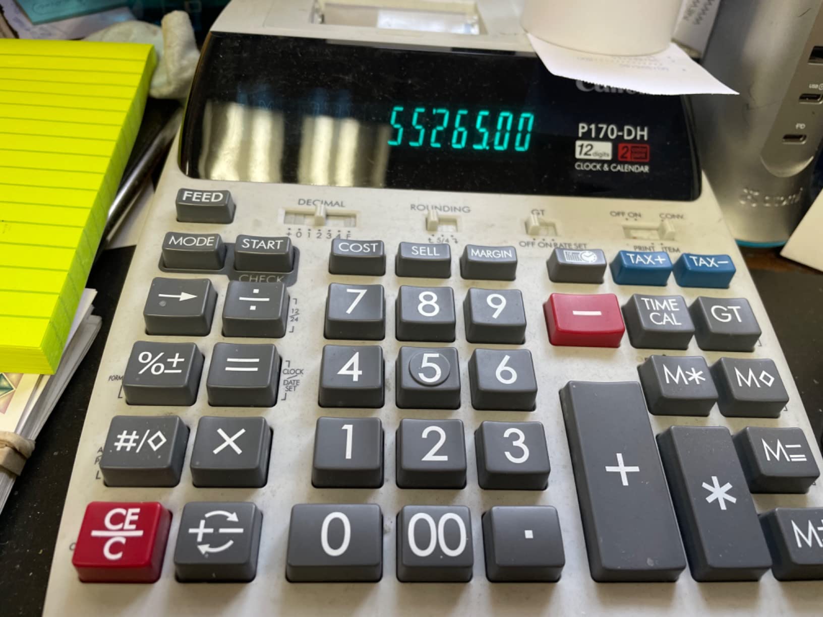 Canon P170-DH-3 Desktop Printing Calculator with Currency Conversion, Clock & Calendar, and Time Calculation customer photo 1