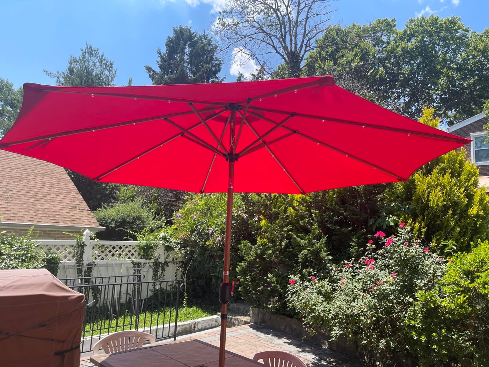 Best Choice Products 10ft Solar Polyester LED Lighted Patio Umbrella w/Tilt Adjustment and UV-Resistant Fabric - Tan customer photo 1