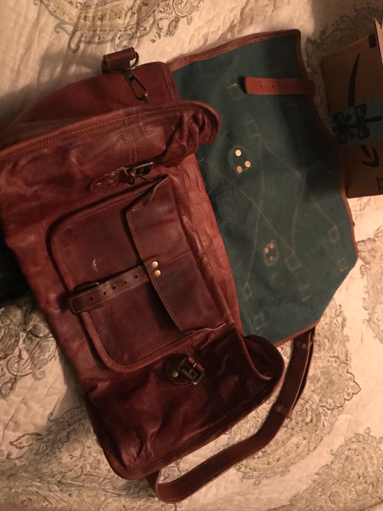 Leather Duffel Travel Gym Overnight Weekend Leather Bag Sports Cabin customer photo 2