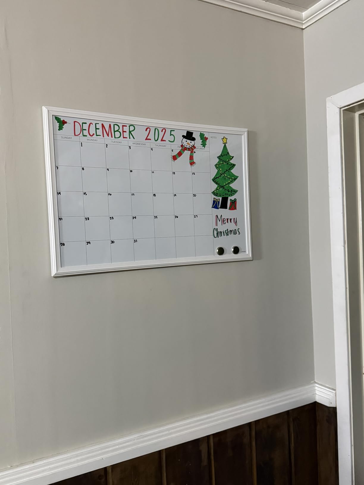 U Brands Magnetic Dry Erase Calendar White Board, 30
