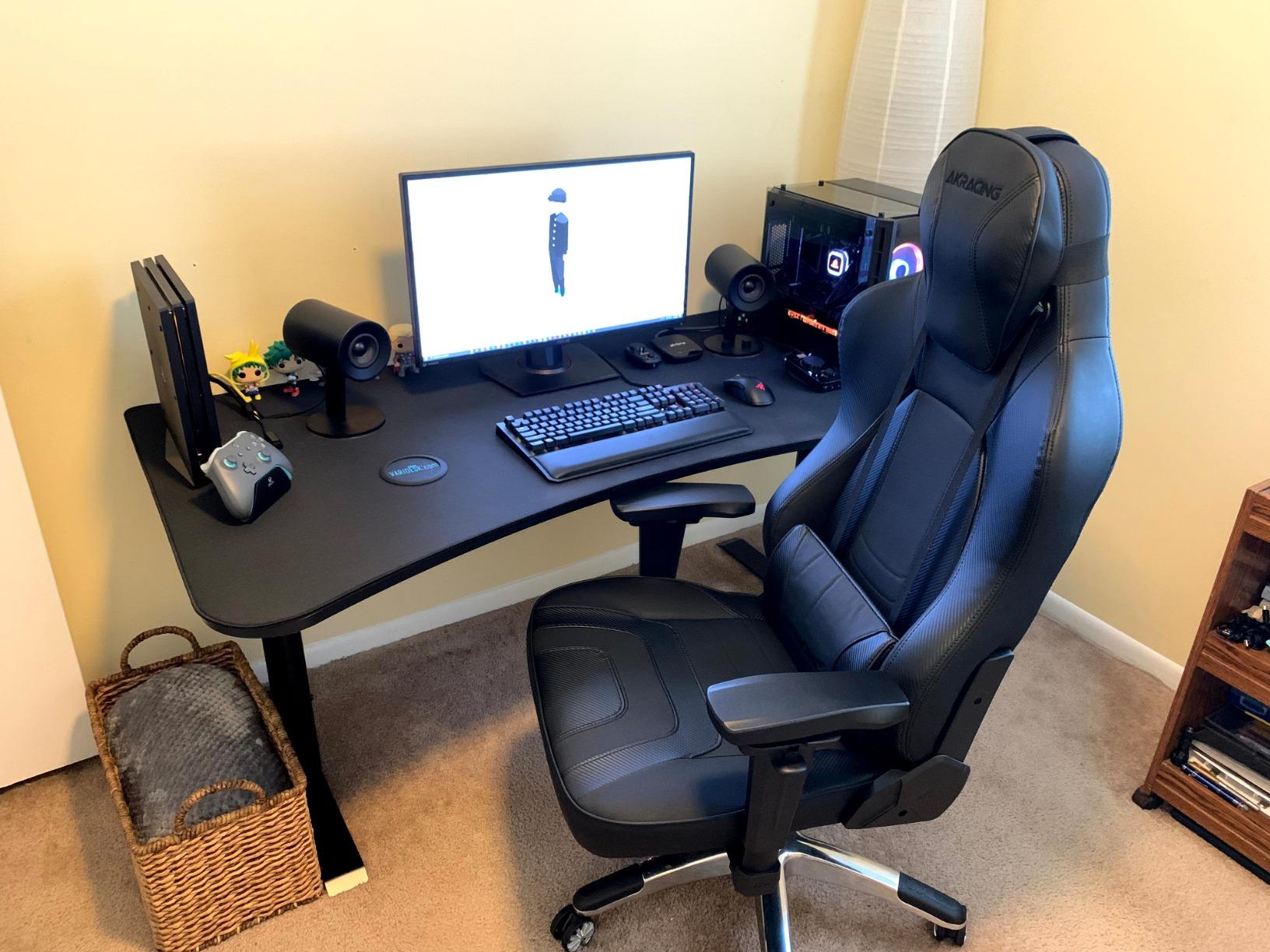 Arozzi Arena Ultrawide Curved Gaming Desk Pure Black | Full Surface Water-Resistant Desk Mat, Monitor Mount Cut-Outs, Cable Management Netting customer photo 1