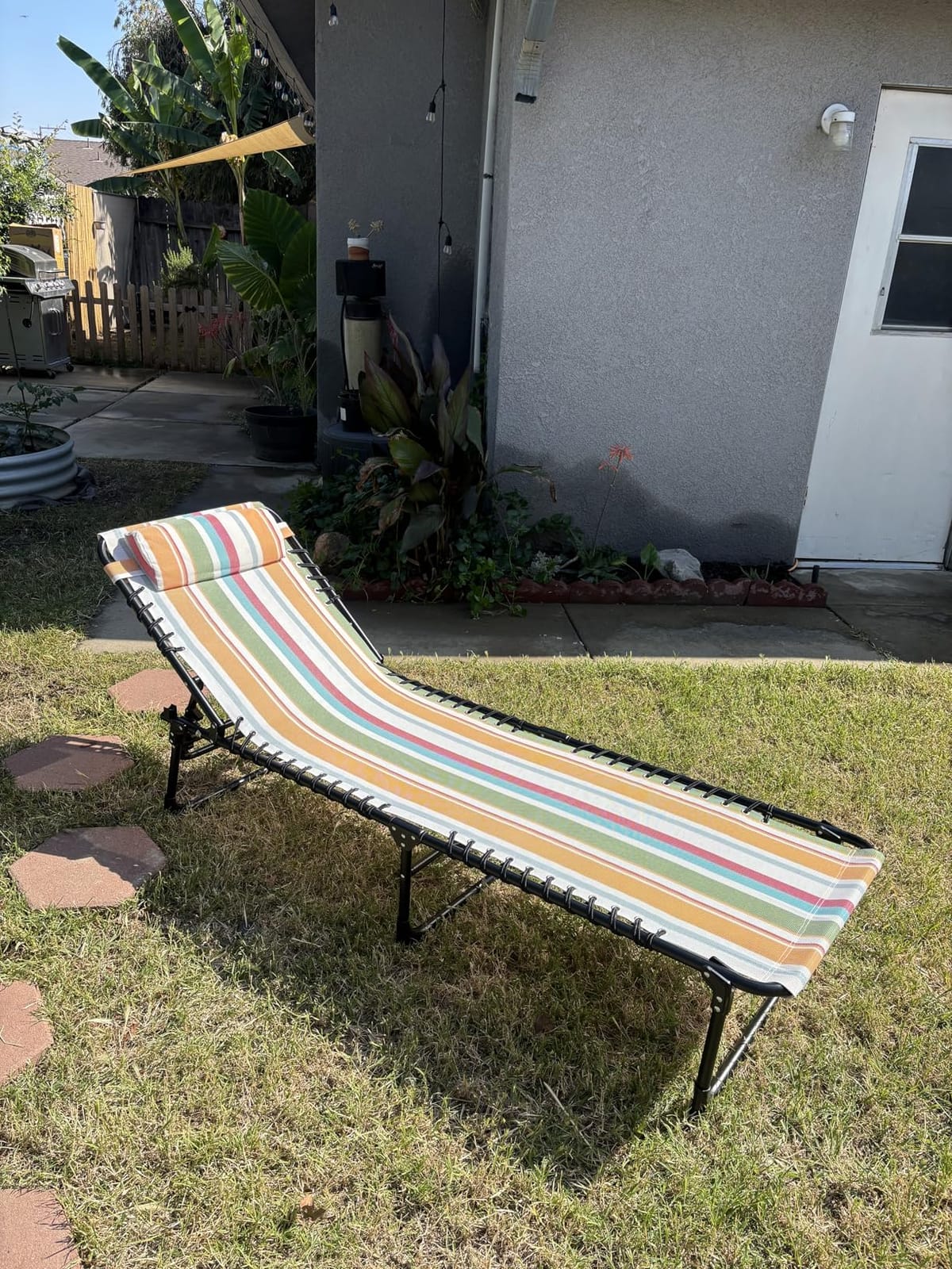 Outsunny Folding Chaise Lounge Chair Outdoor Mesh Seat Gray, Patio Sun Tanning Chair, Breathable Mesh Seat, Beach, Poolside, Yard customer photo 1