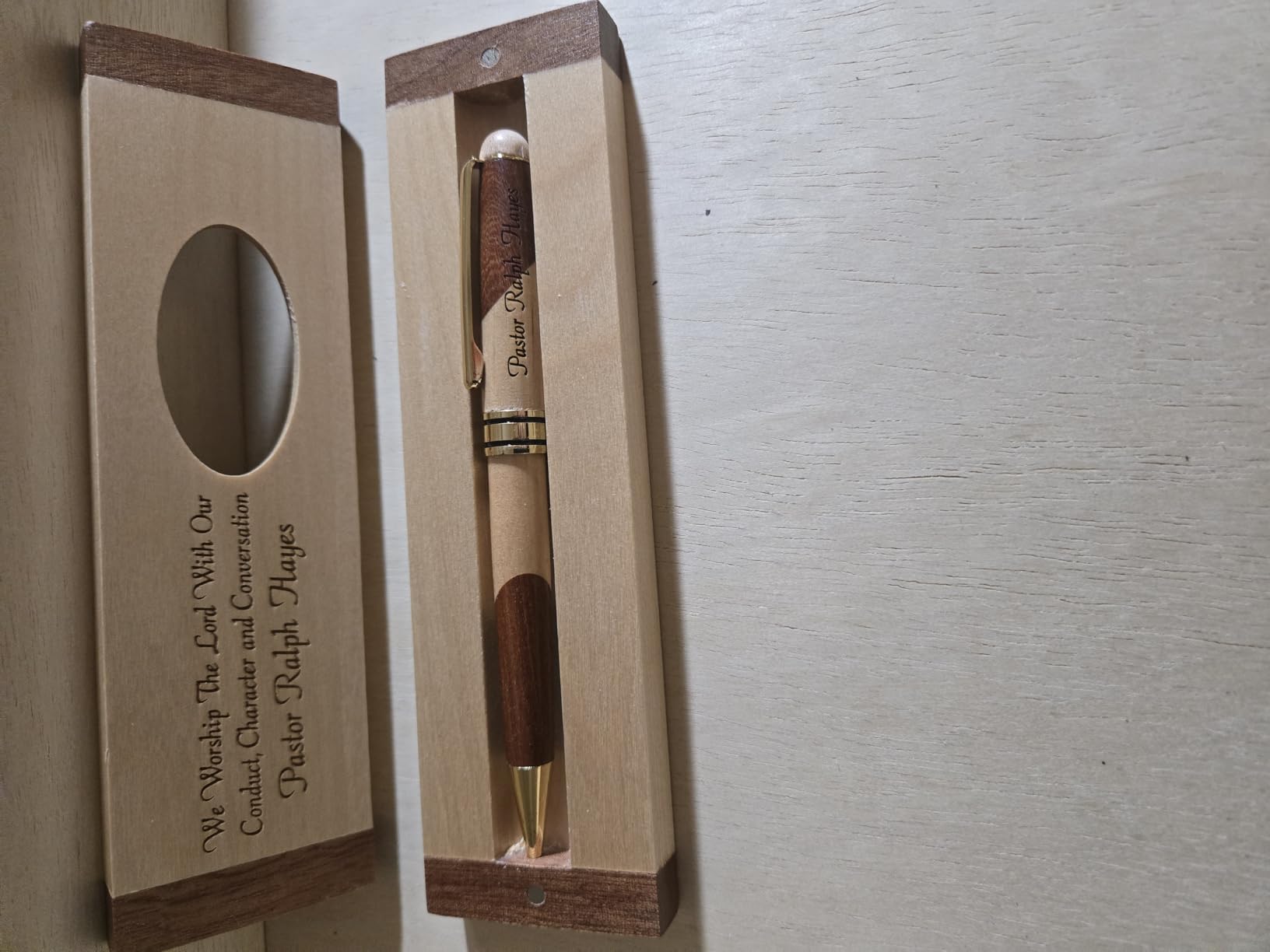 Executive Gift Shoppe | Personalized Custom Wood Pen Set with Maple and Rosewood Finish Box customer photo 2