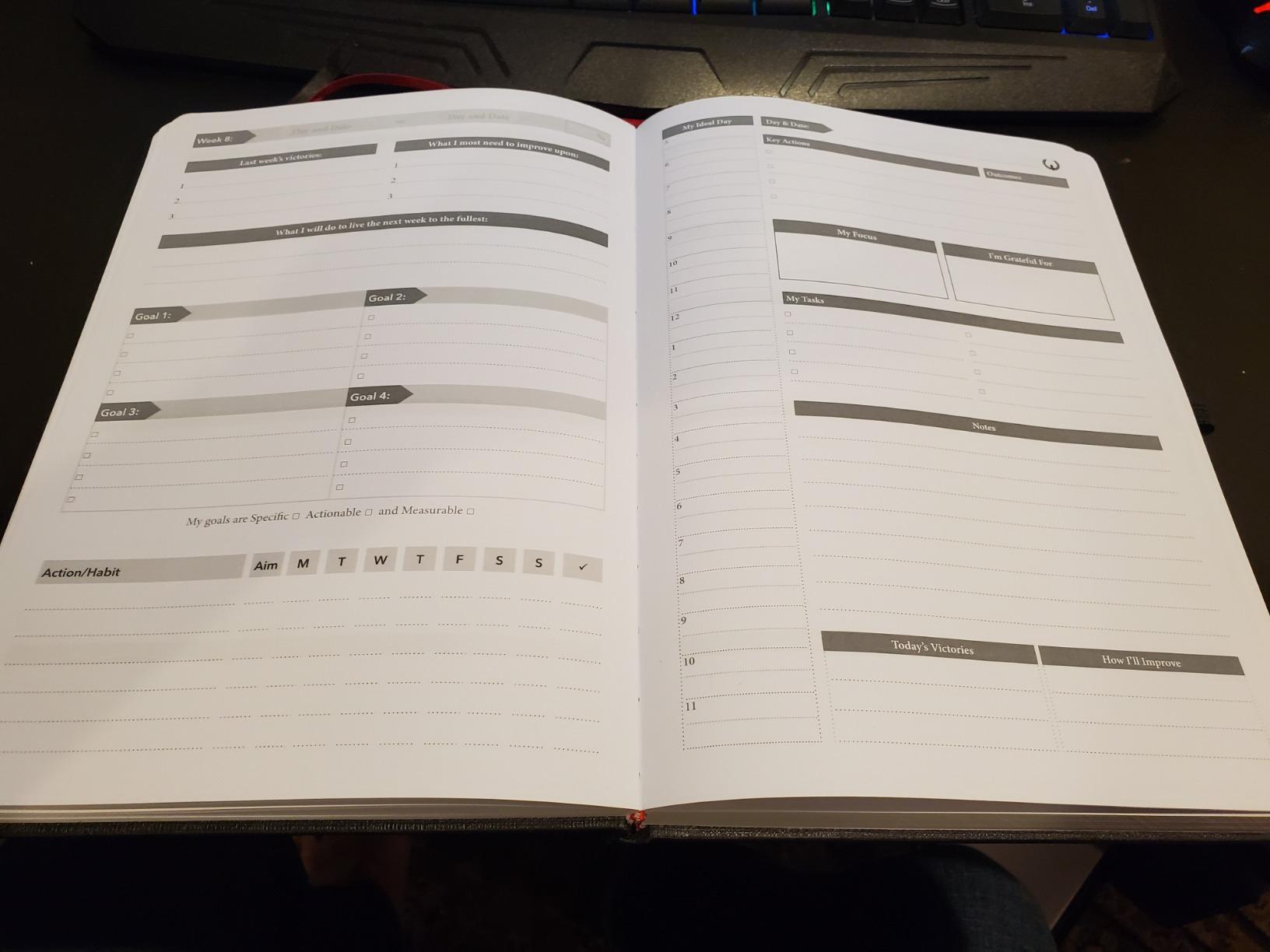 The Phoenix Planner - Best Daily Calendar and Agenda for Goal Setting, Boost Happiness and Productivity - Gratitude Journal, Habit Tracker, Quarterly Business Planner - 6 Months, Undated (Charcoal) customer photo 1