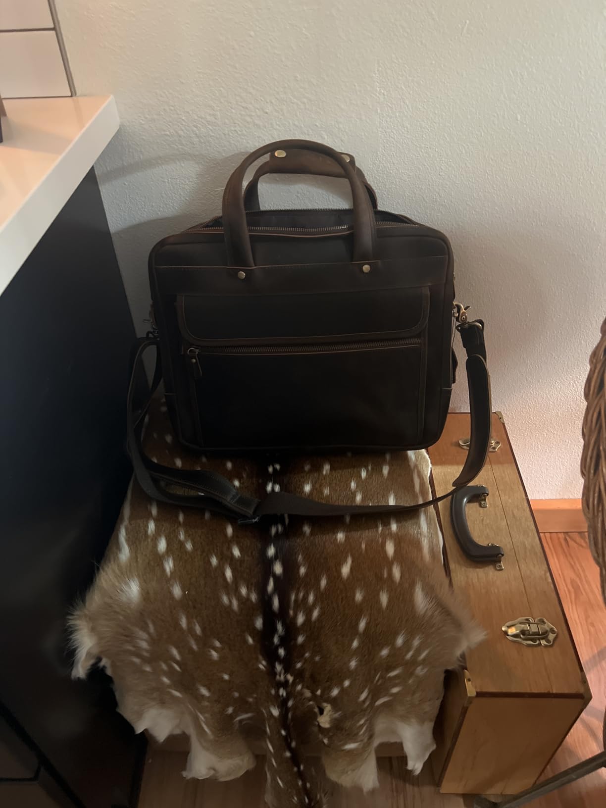 Leather Briefcase for Men, 15.6 Inch Laptop Business Travel Bag | 100% Full Grain Leather | YKK Zipper customer photo 1