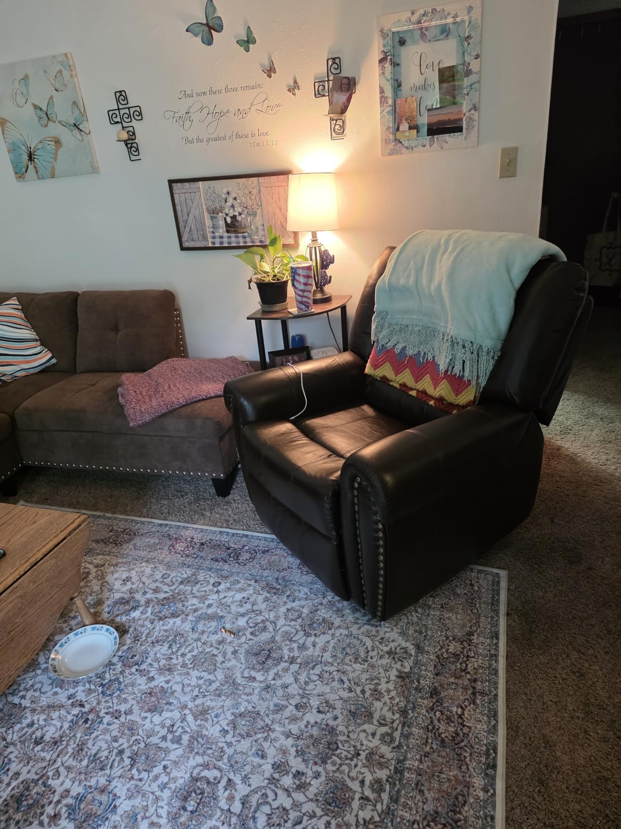 CANMOV Leather Recliner Chair, Classic and Traditional Manual Recliner Chair, Nut Brown customer photo 1