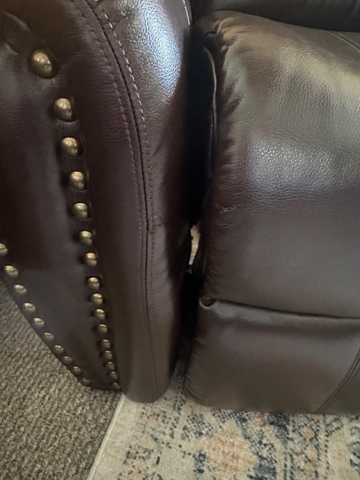CANMOV Leather Recliner Chair, Classic and Traditional Manual Recliner Chair, Nut Brown customer photo 2