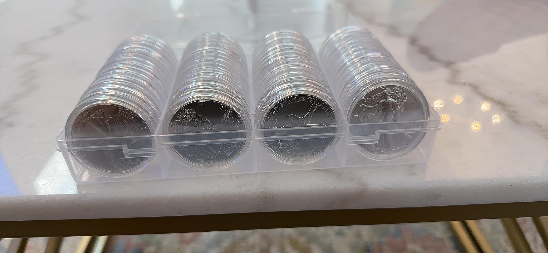 60 Pieces Silver Coin Case Holder for Collectors 40.6 mm Plastic Round Silver Coin Capsules Covers Storage Box for Collection Supplies customer photo 1