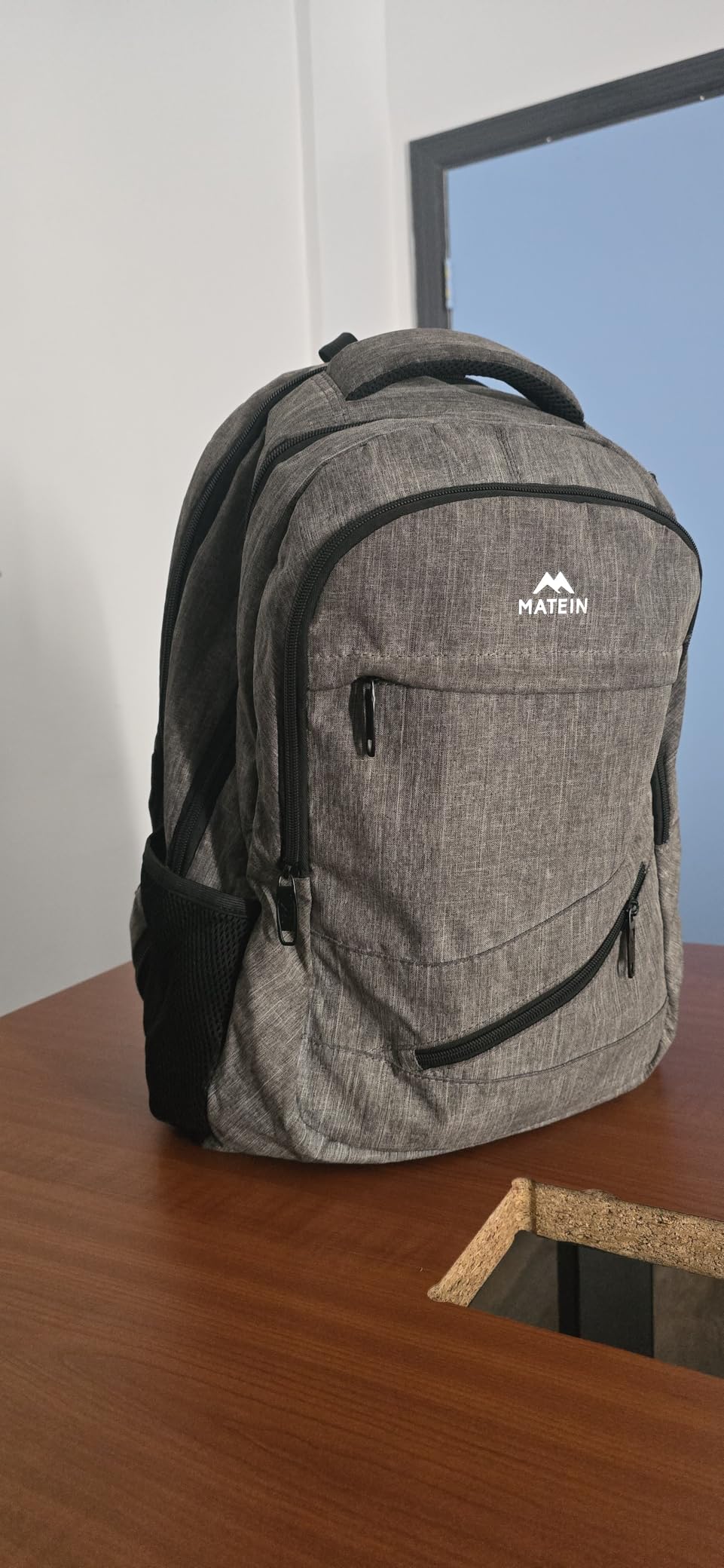 MATEIN Travel Laptop Backpack, 17 Inch TSA Approved Carry On Work Bag | College School Bookbag with Trolley Sleeve, Large Business Computer Bag with Anti Theft Pocket, Grey Rucksack for Men Women customer photo 2