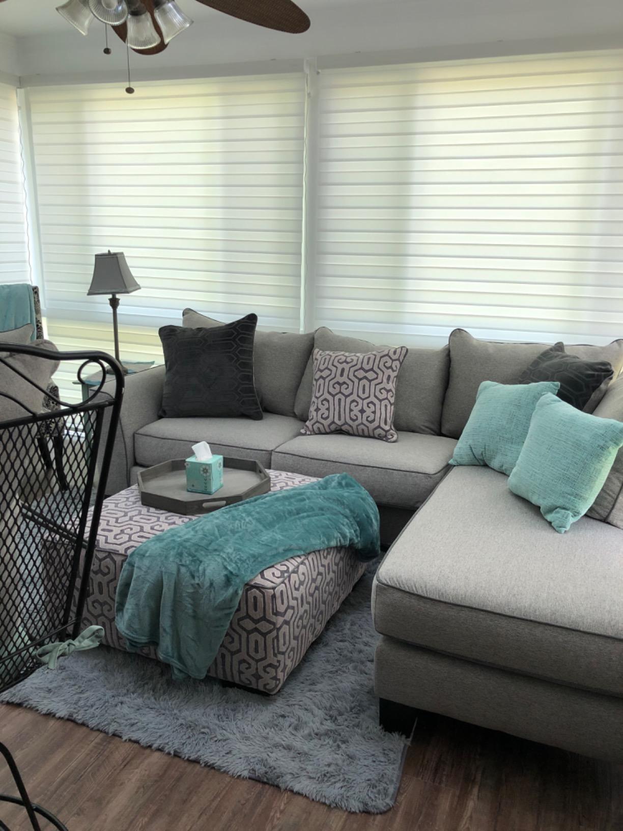Yoolax Motorized Zebra Blinds with Remote, Room Darkening Smart Blinds | Works with Alexa, Google Home, Apple Home, Electric Dual Layer Shades, Custom Size customer photo 1