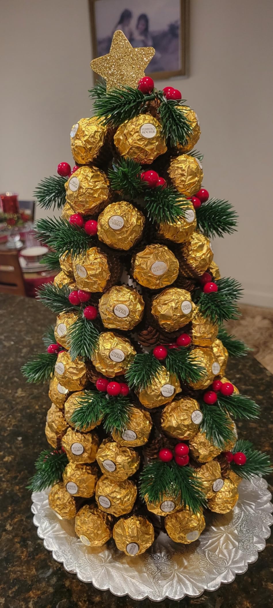 Ferrero Rocher Gourmet Hazelnut Milk Chocolate Gift Box, 42 Individually Wrapped Chocolates, 18.5 oz customer photo 2