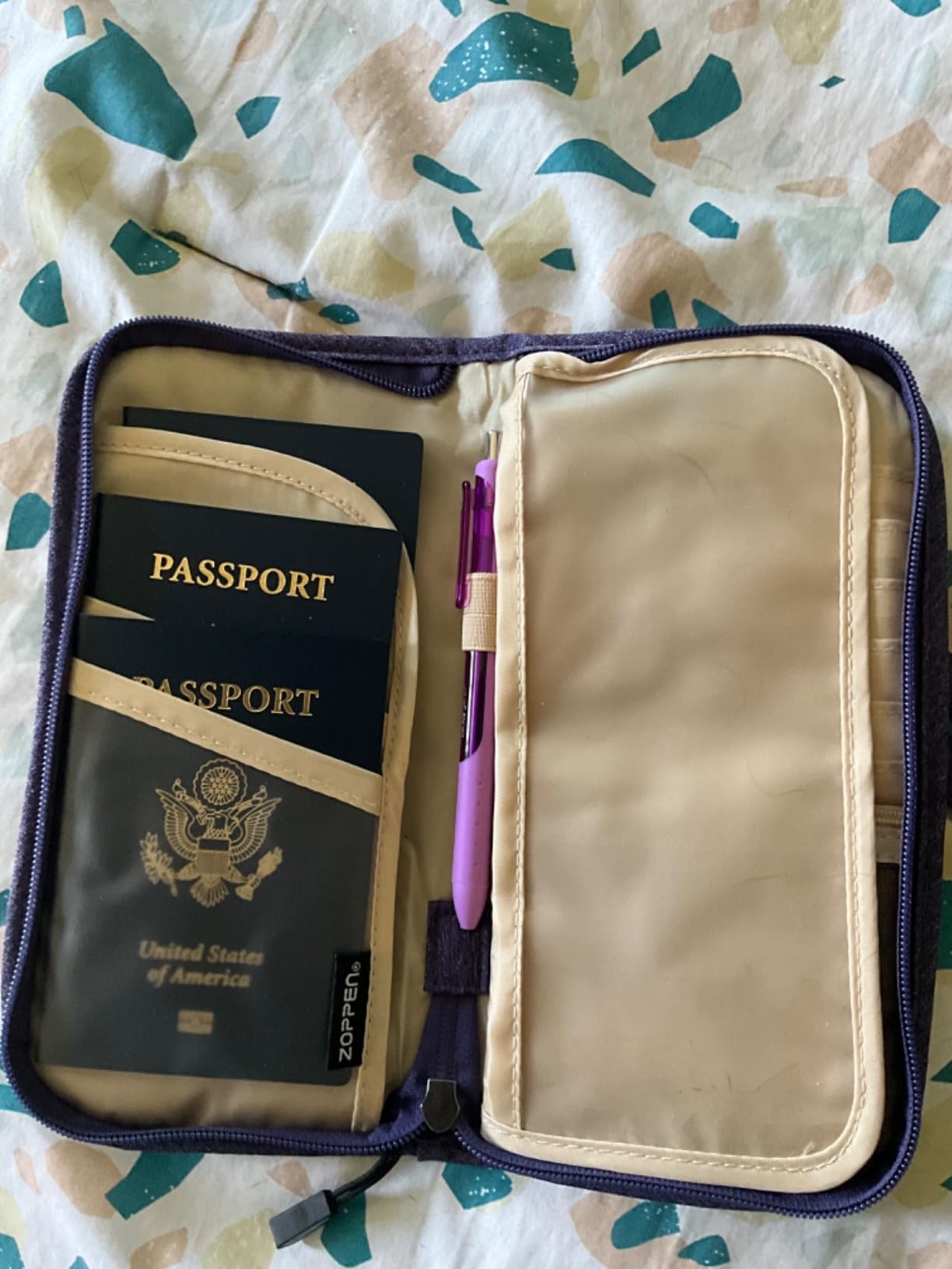 ZOPPEN Passport Holder Family RFID Passport Wallet, Passport Holder Women/Men, Travel Wallet Documents Organizer Zipper Case with Removable Wristlet Strap, Travel Essentials for Flying customer photo 2
