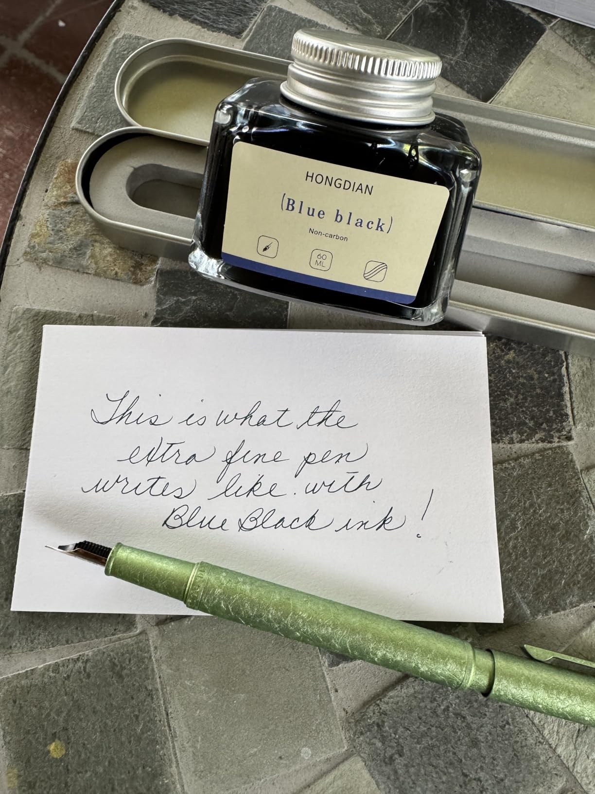 Matte Black Forest Fountain Pen Extra Fine Nib Classic Design with Converter and Metal Pen Box Set by Asvine customer photo 1