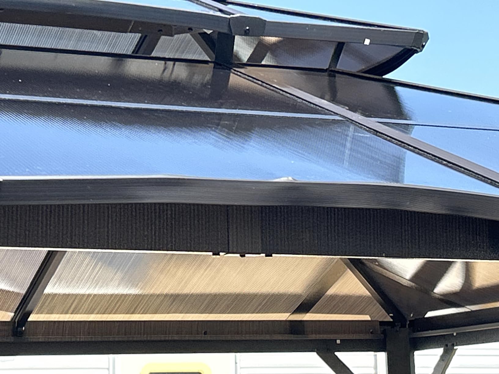10'x13' Hardtop Gazebo, Outdoor Polycarbonate Double Roof Canopy, Aluminum Frame Permanent Pavilion with Curtains and Netting, Sunshade for Garden, Lawns, Patio customer photo 1
