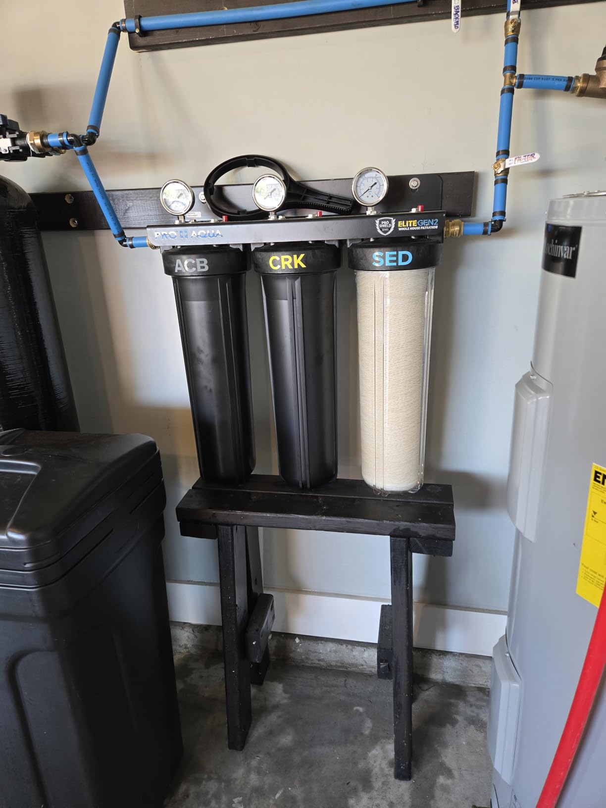 PRO+AQUA Elite Series GEN2 PRO-100-E 3-Stage Whole House Water Filtration System for City & Well Water with Pressure Gauges customer photo 1