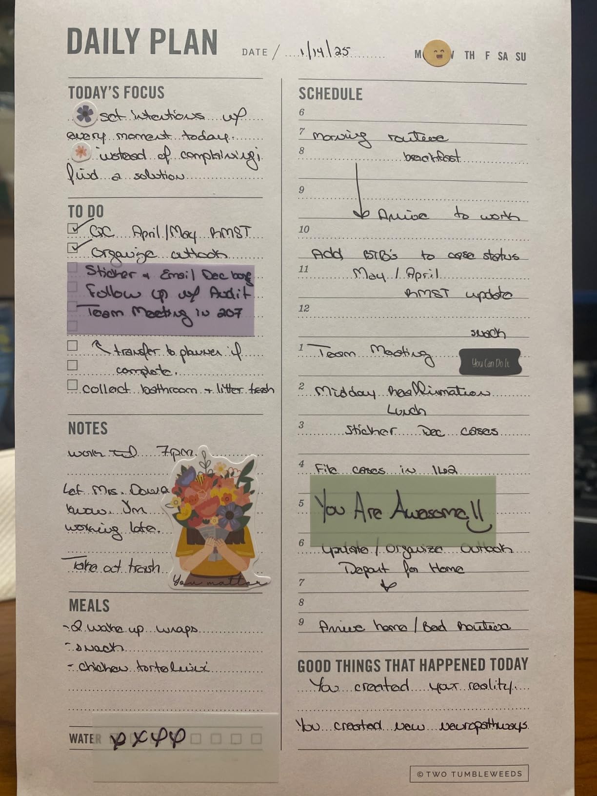 Daily Planner Notepad with Hourly Schedule - ADHD Planner, Time Block Planning Pad, Desktop To Do List, College Supplies - 6 x 9