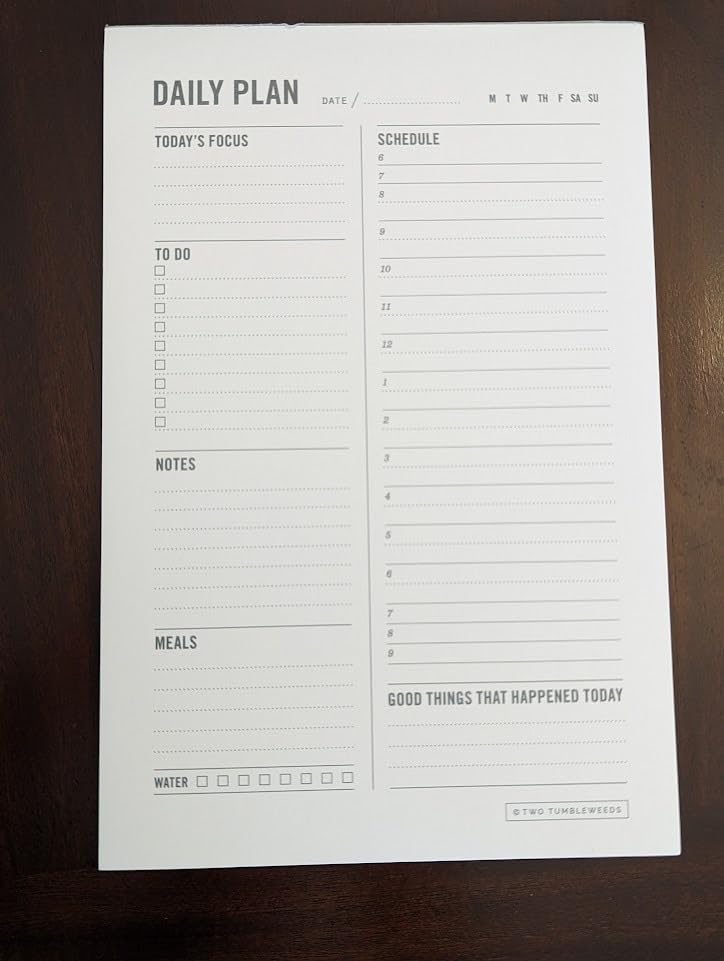 Daily Planner Notepad with Hourly Schedule - ADHD Planner, Time Block Planning Pad, Desktop To Do List, College Supplies - 6 x 9