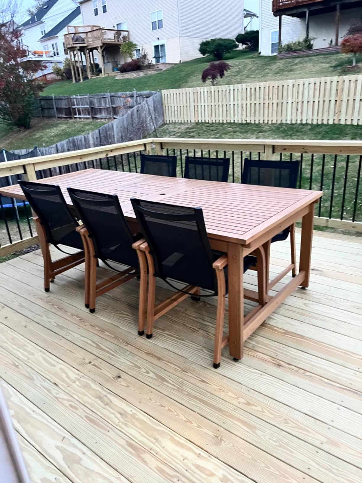 Amazonia Franklin 9-Piece Rectangular Extendable Patio Dining Set Teak Finish and Weather-Net Technology Ideal for Outdoors and Indoors customer photo 2