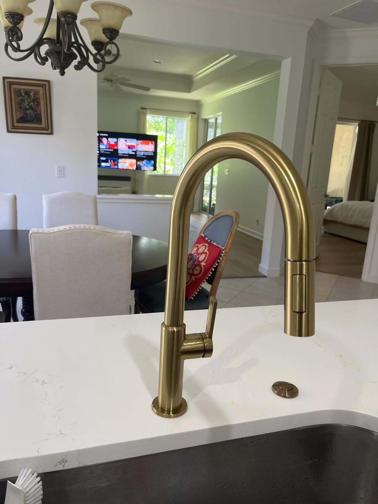 KRAUS Spot Free Stainless Steel Pull Down Kitchen Faucet KPF-2820SFS | 360-degree swivel spout, brass body with ceramic cartridge, quick connect sprayer hose, pre-attached water lines customer photo 2