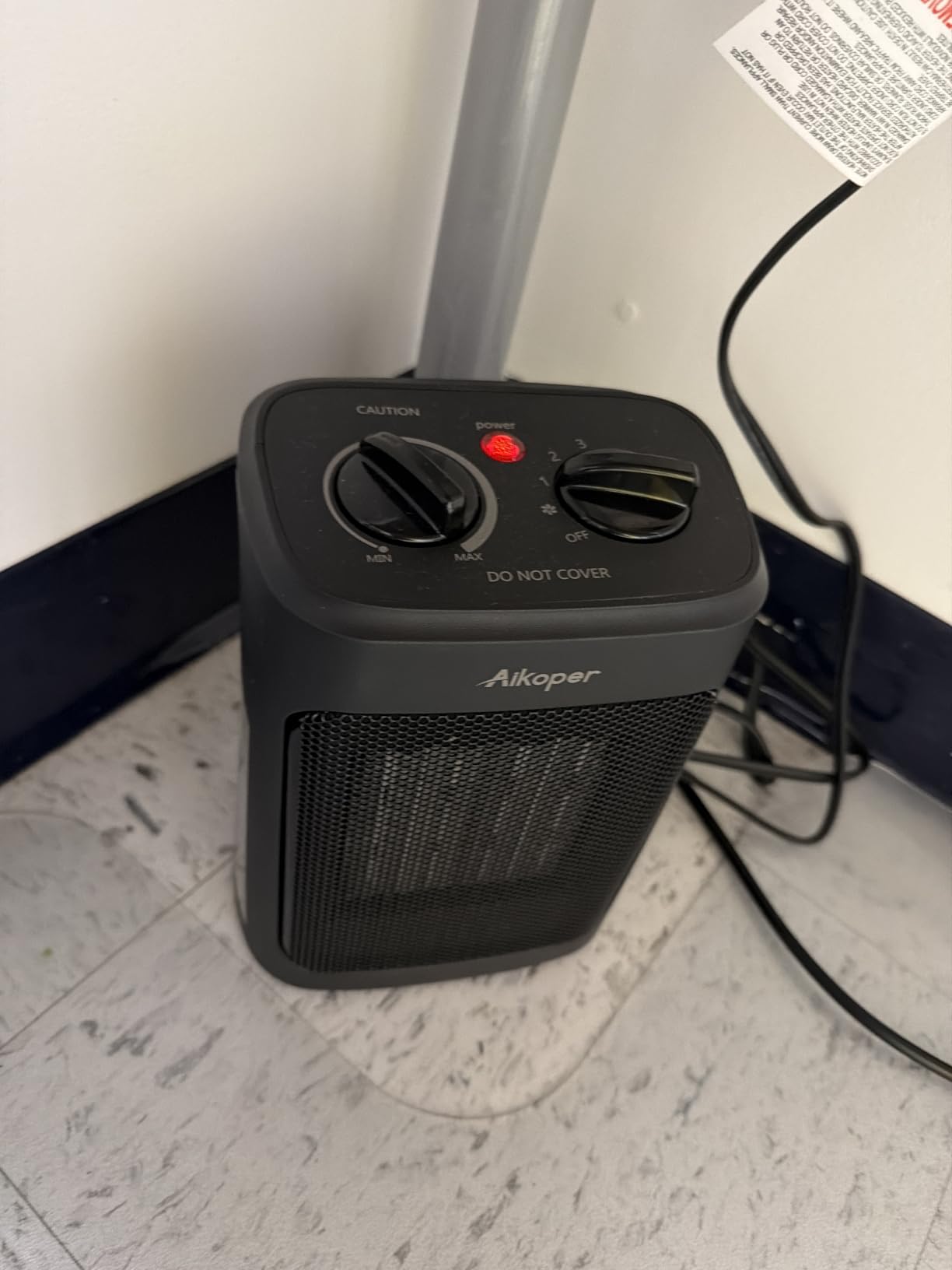 Space Heater, 1500W Electric Heaters Indoor Portable with Thermostat, PTC Fast Heating Ceramic Room Small Heater with Heating and Fan Modes for Bedroom, Office customer photo 1