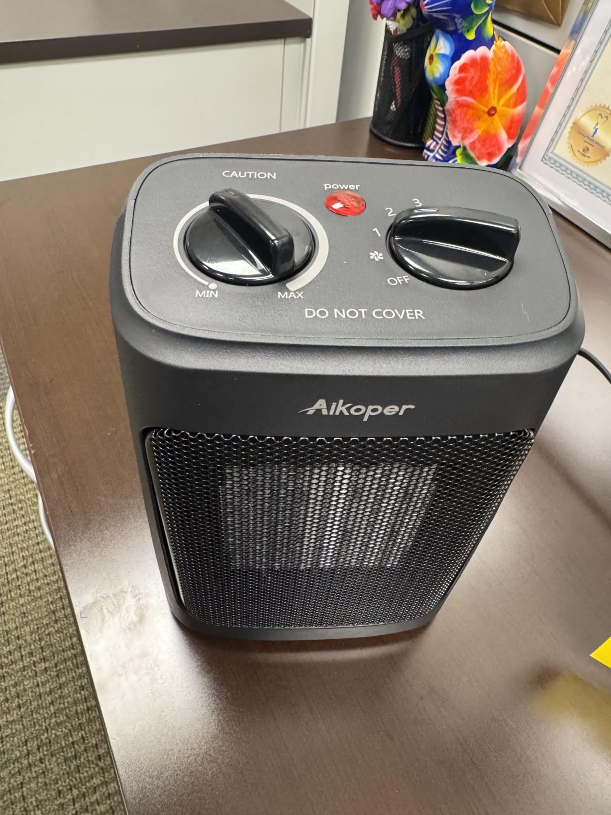 Space Heater, 1500W Electric Heaters Indoor Portable with Thermostat, PTC Fast Heating Ceramic Room Small Heater with Heating and Fan Modes for Bedroom, Office customer photo 2