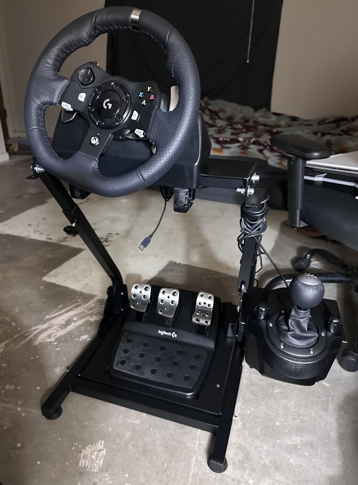 Racing Wheel Stand, Height Adjustable & Foldable Steering Wheal Stand Compatible with Logitech G25,G27,G29,G920 Gaming Cockpit customer photo 2