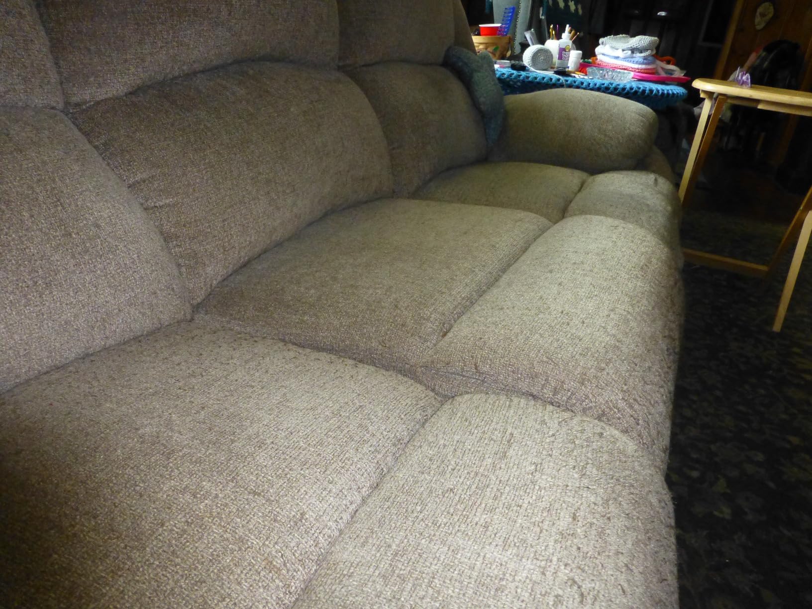 Signature Design by Ashley Power Reclining Sofa, 3-Seater Couch, Draycoll | Space-saving 4-in wall-hugger profile, Integrated zero-draw USB ports, Plush slate polyester chenille upholstery customer photo 2
