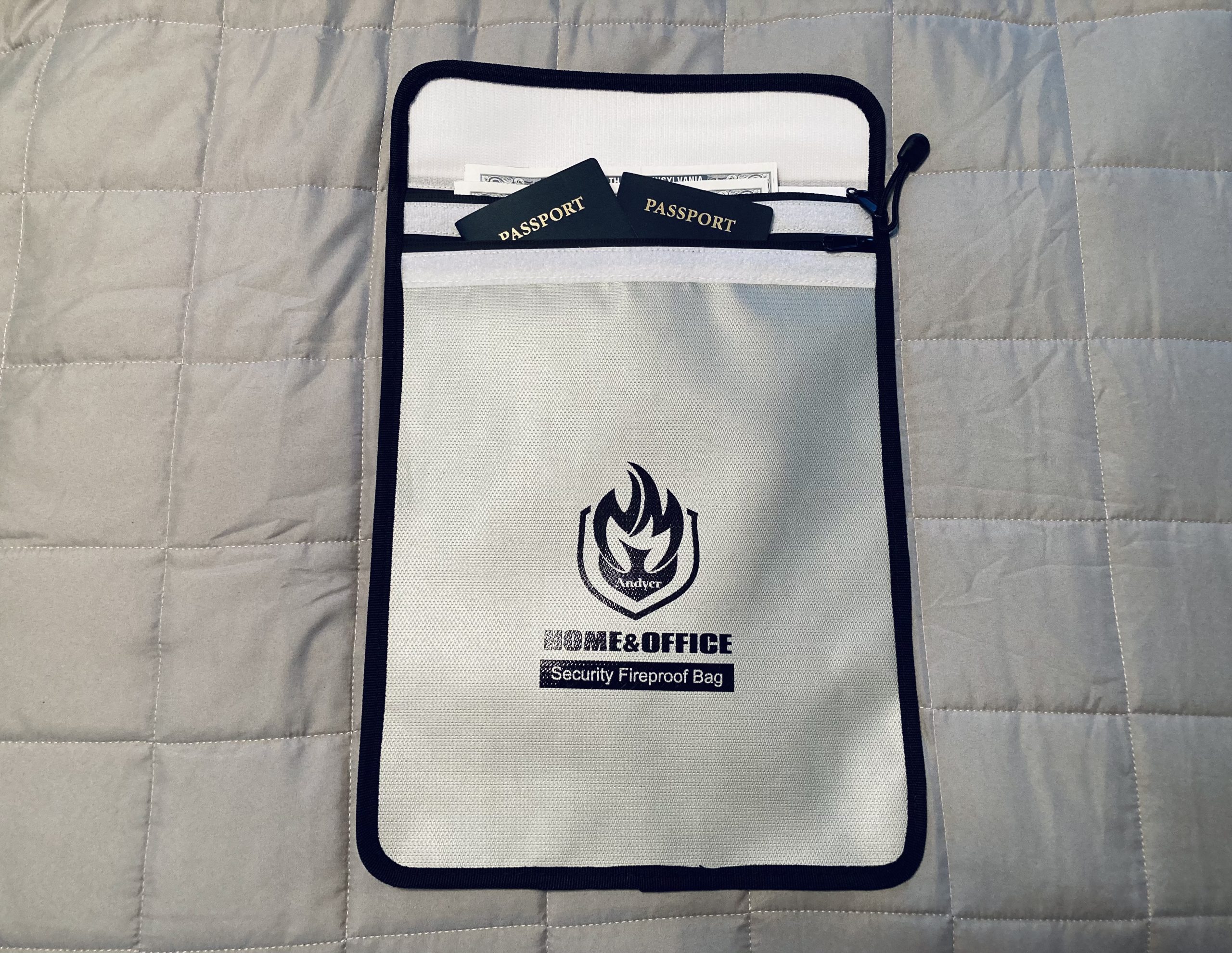 2 Pockets Fireproof Document Bag (15