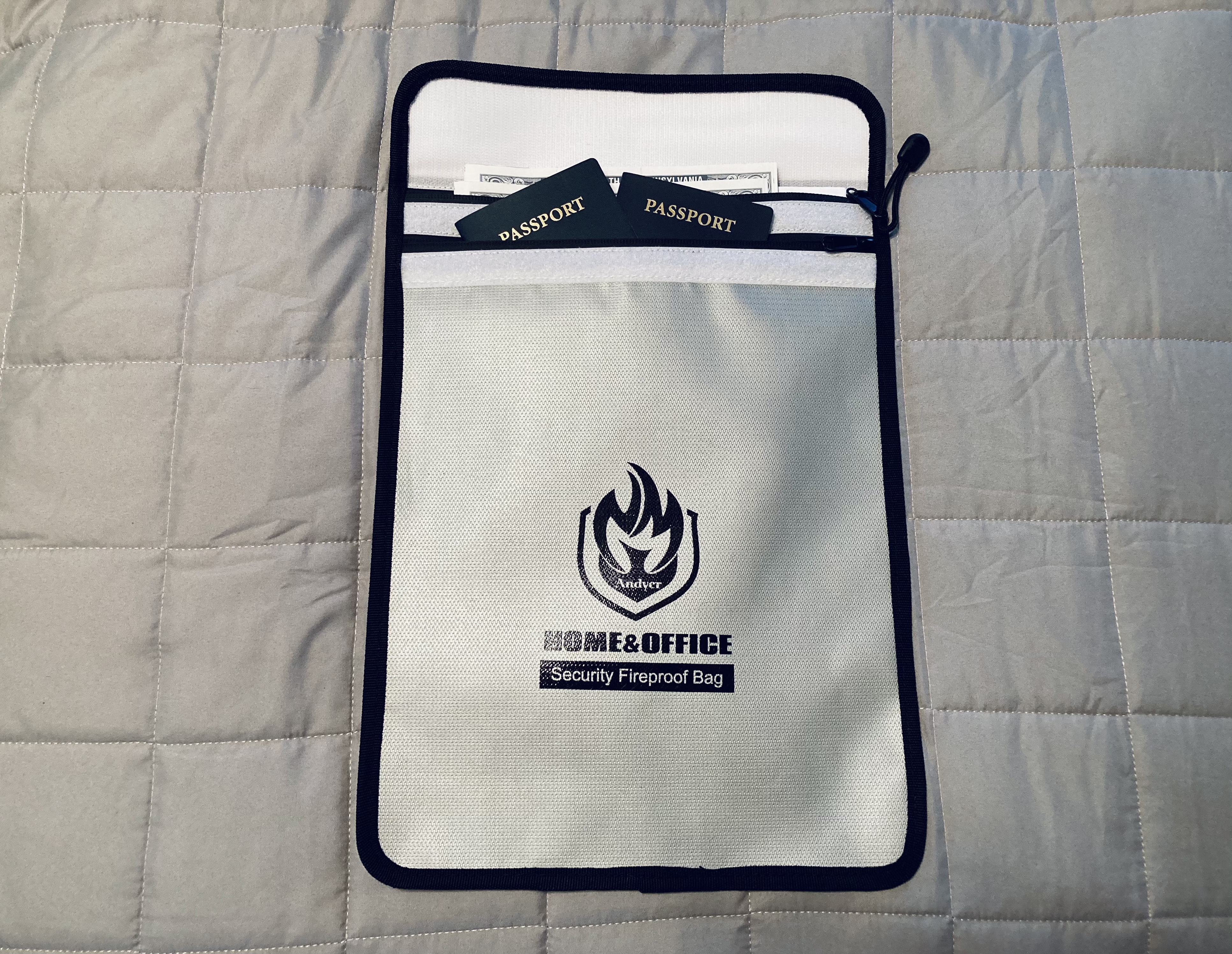 Upgraded Two Pockets Fireproof Document Bag (2000℉), andyer 15
