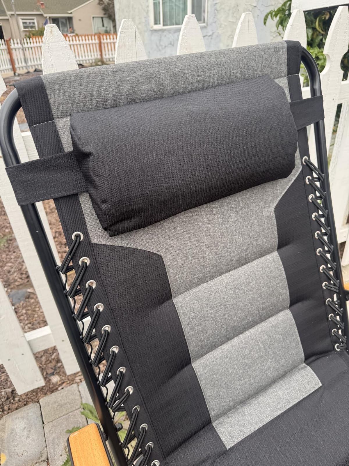PHI VILLA XXL Padded Zero Gravity Chair, Cup Holder, Black, Foldable Patio Recliner, 30