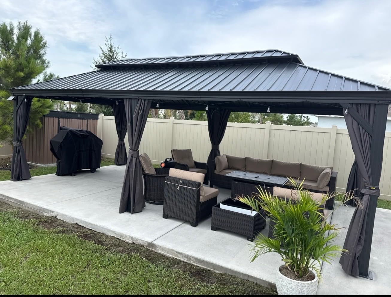 PURPLE LEAF Gazebo 10' X 14' Built-in Drainage System, Gray | 4.7