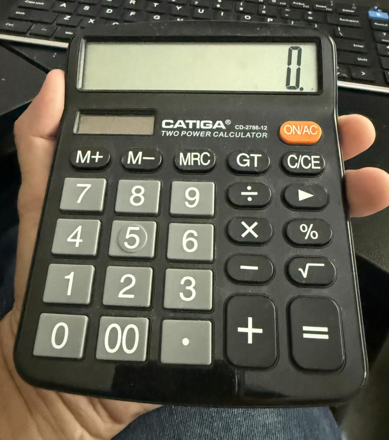CATIGA 12 Digit Desk Calculator, Desktop Calculators with Large LCD Display & Big Buttons, Basic Simple 4 Function Solar Calculator, Dual Power Solar & Battery for School, Office & Home (CD-2786) customer photo 1