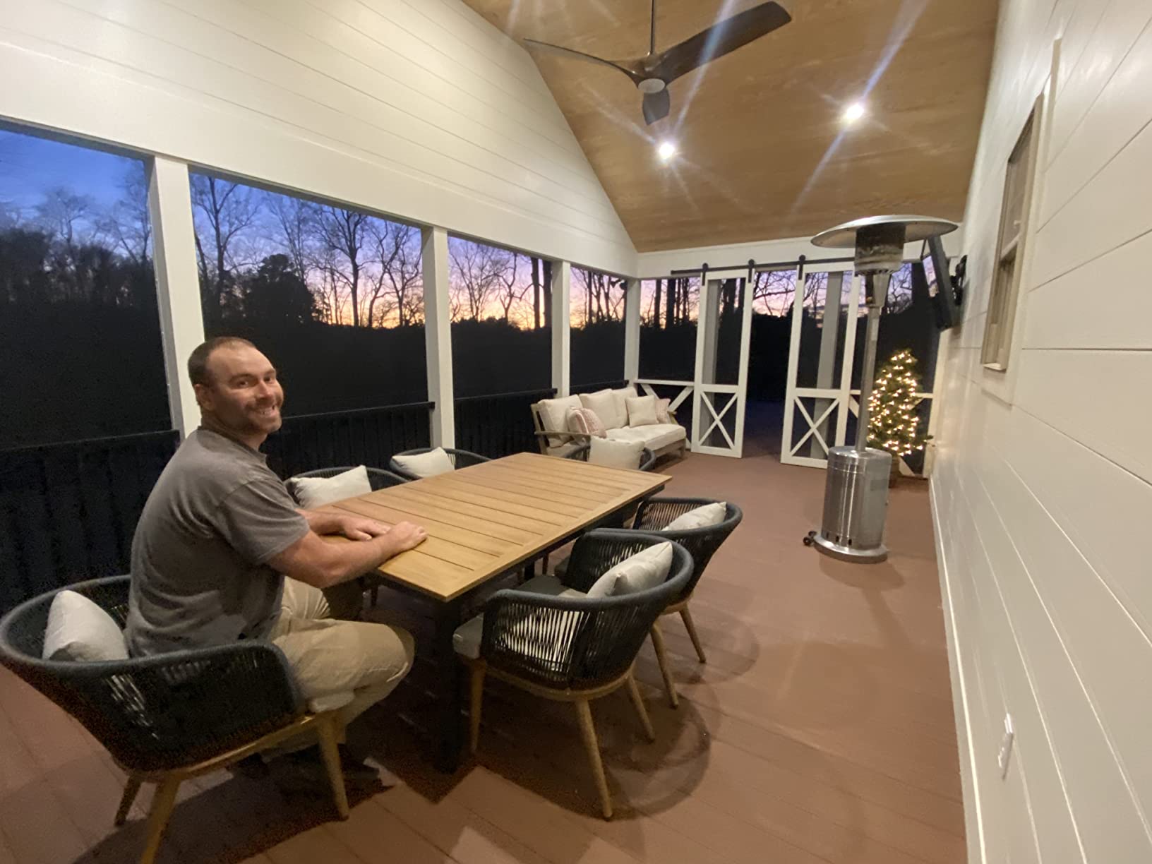 PURPLE LEAF 9 Pieces Patio Dining Set Wicker Outdoor Furniture Rectangular Table and Chairs Set for Garden Deck Teak-Finish Aluminum Frame Backyard Kitchen Set, Cushions and Pillows Included customer photo 1