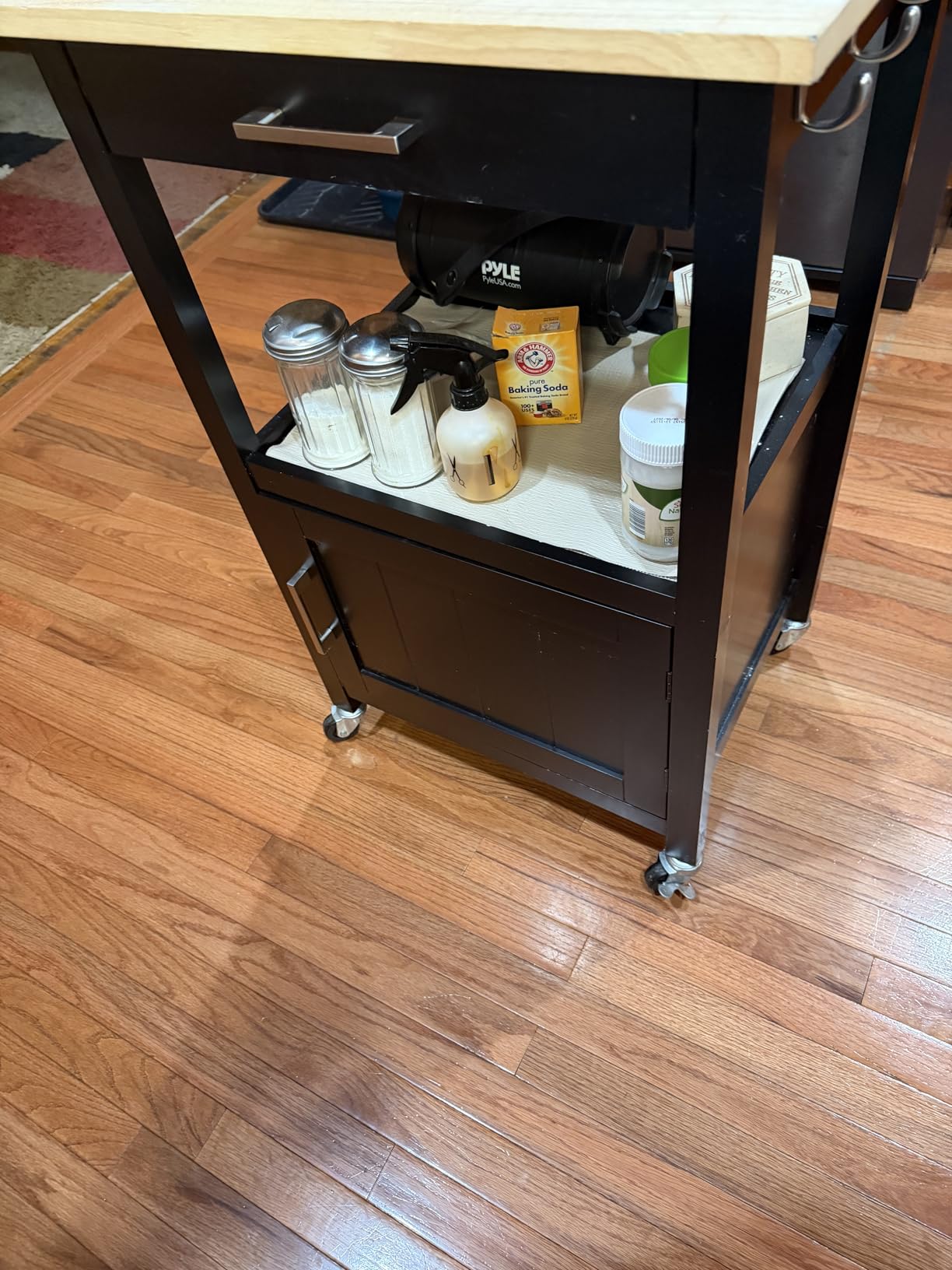 Yaheetech Rolling Kitchen Island Cart with Storage, 2 Tier, Wood Top, White customer photo 1