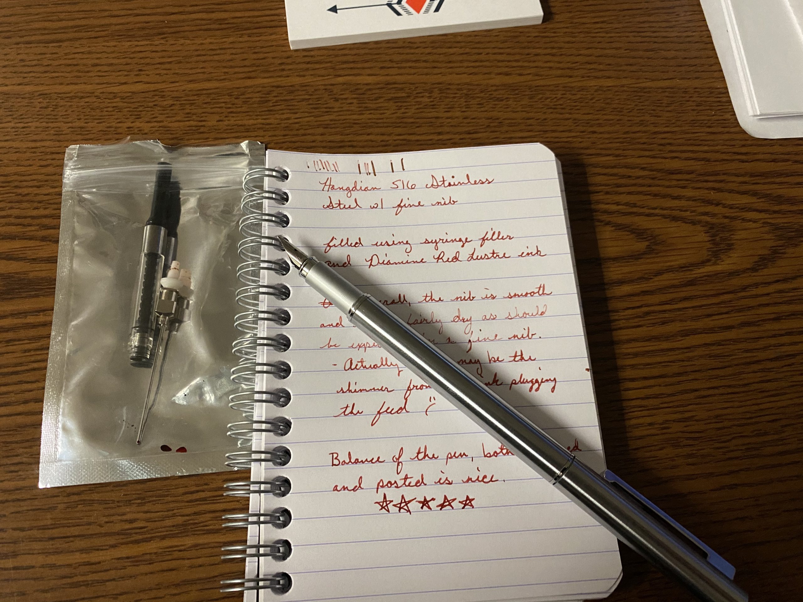 Hongdian 516 Stainless Steel Fountain Pen Fine Nib, Classic Design with Converter and Pen Pouch customer photo 2