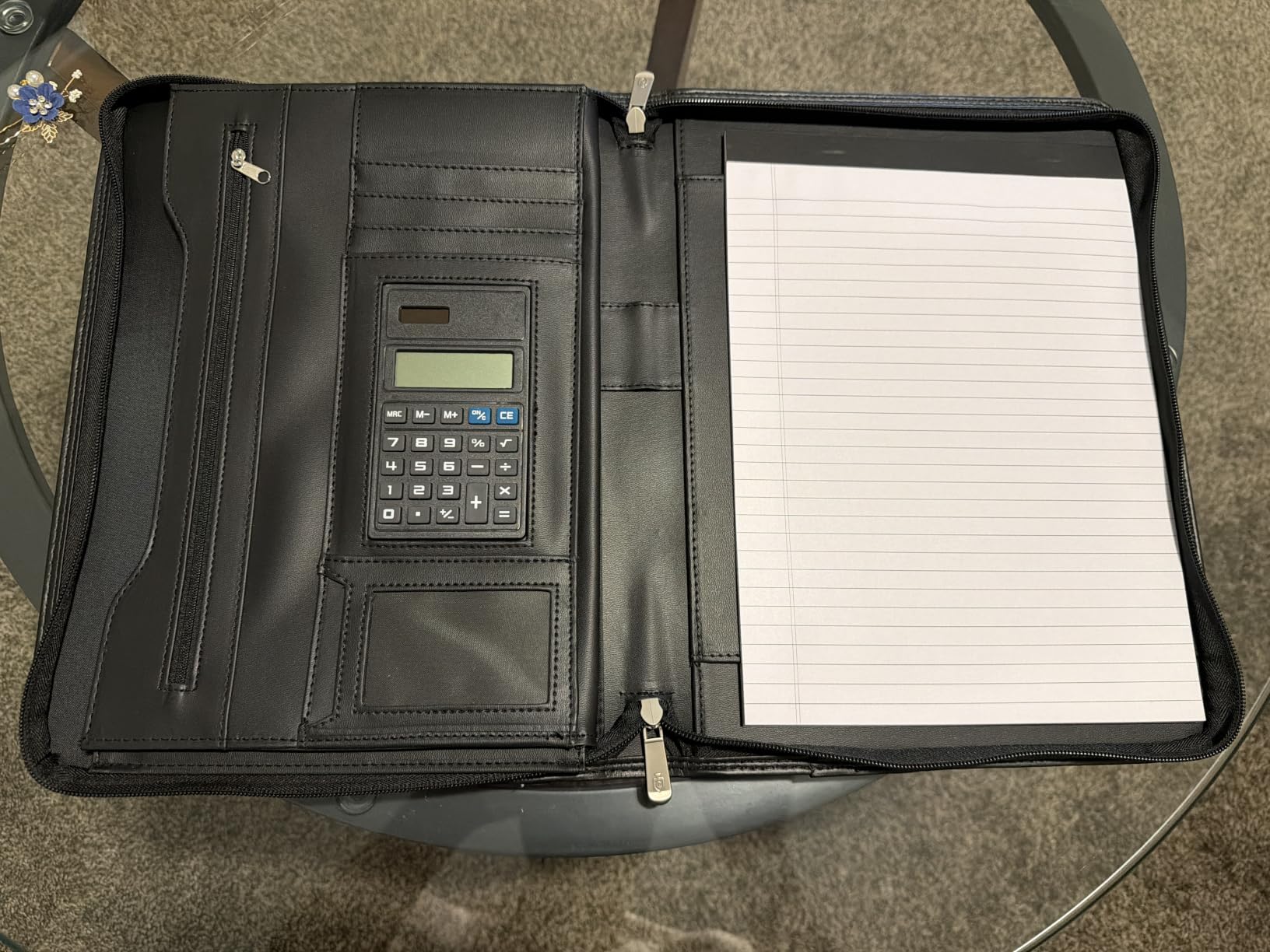 Cossini Premium Business Portfolio with Zipper - Padfolio - Superior Business Impressions Begin with PU Vegan Leather, 10.1 Inch Tablet Sleeve, Smart Storage, Solar Calculator, Writing Pad -Brown customer photo 1