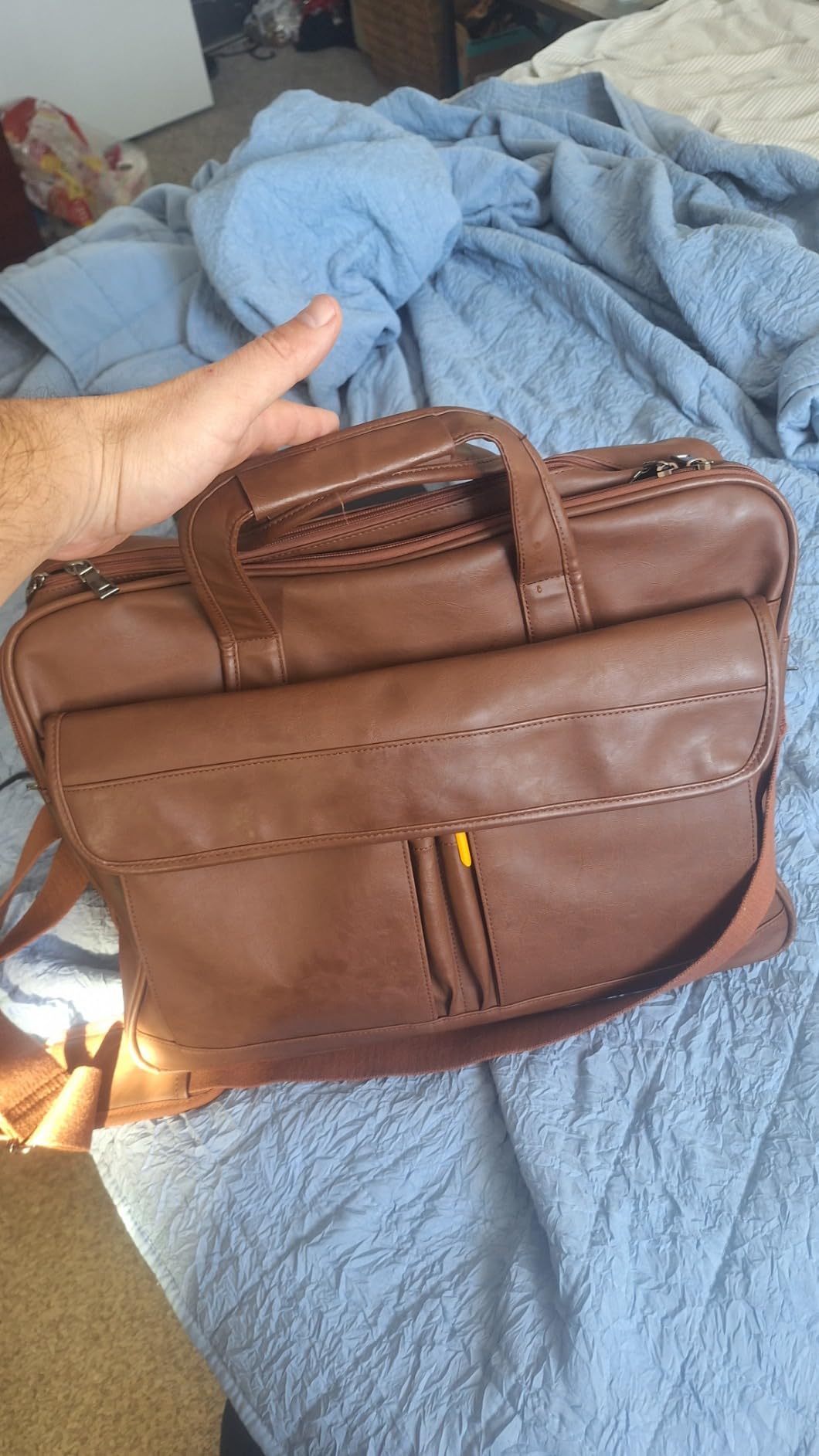 seyfocnia Men's Business Travel Briefcase Leather Handmade Messenger Bags Laptop Bag customer photo 2