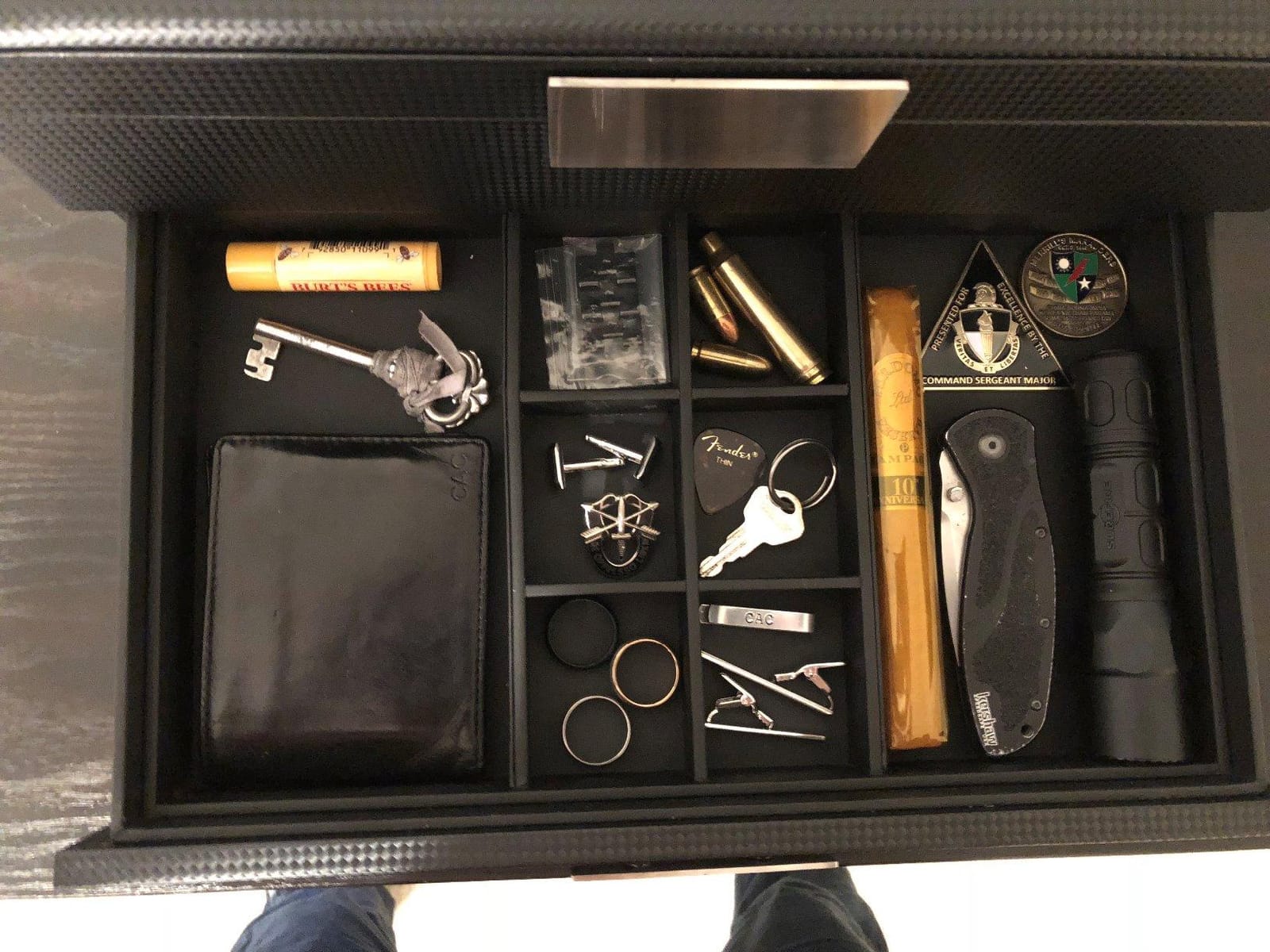 Glenor Co Watch Box with Valet Drawer for Men - 24 Slot Luxury Watch Case Display Organizer, Carbon Fiber Design - Metal Buckle customer photo 2
